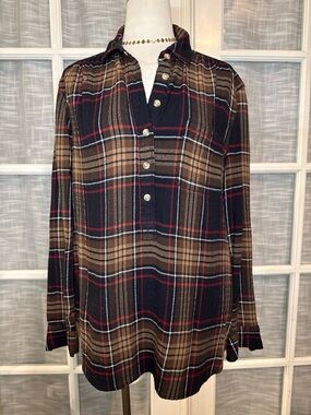 beachlunchlounge Black Shirt with Red and Brown Plaid